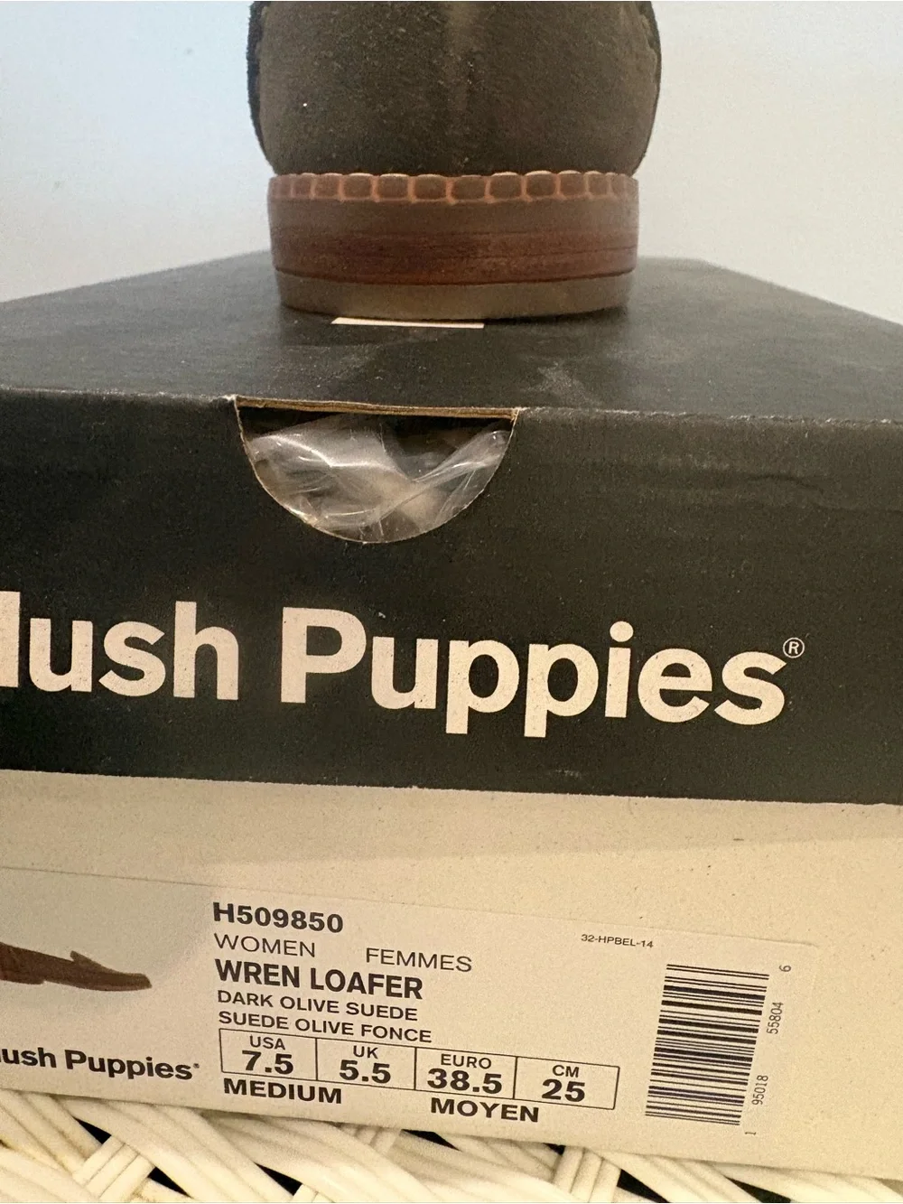 Hush Puppies women’s Suede Penny Loafers in Olive Brown